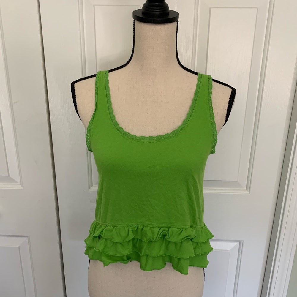 Hollister Green Ruffled Crop Top S